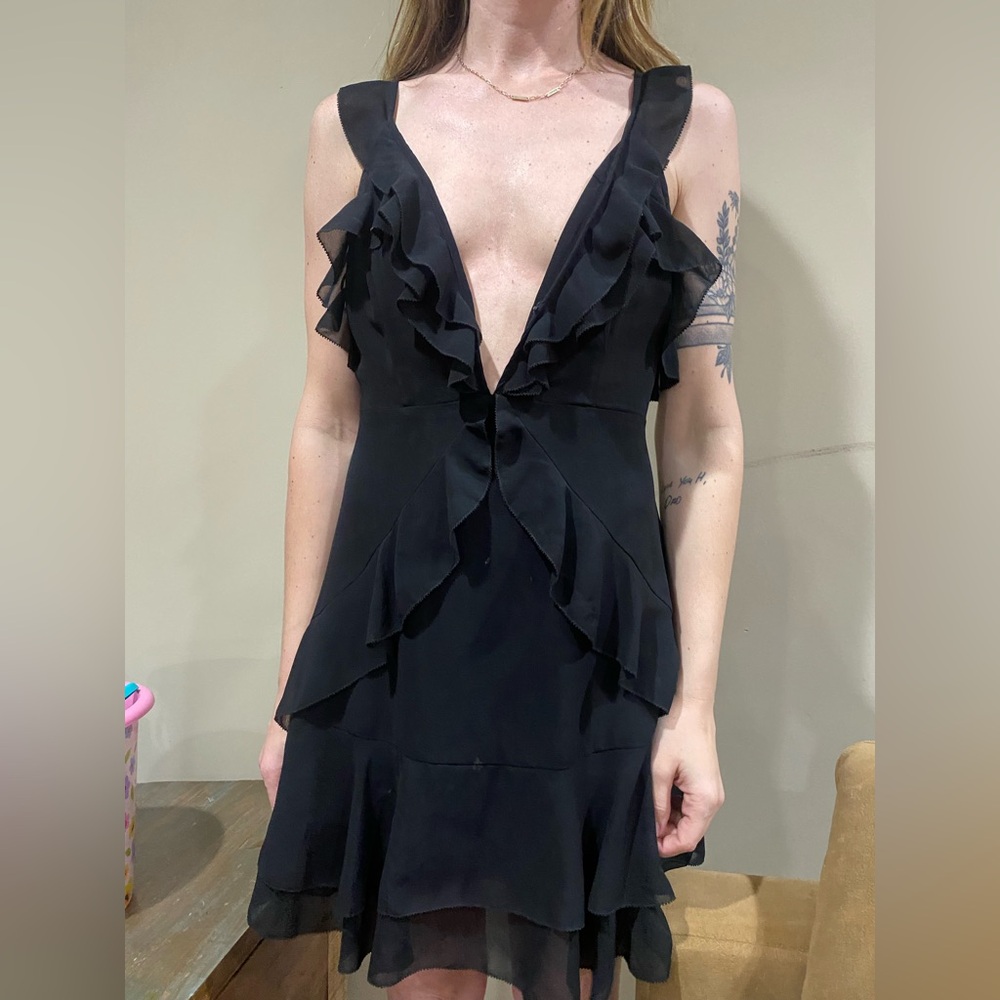 Storia black Ruffle Dress- womens size Small